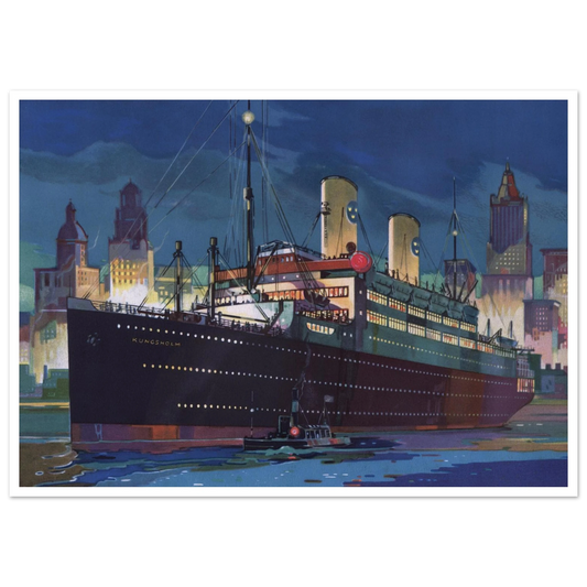 New York Poster Fartyg Kungsholm Affischer Retro Nostalgia