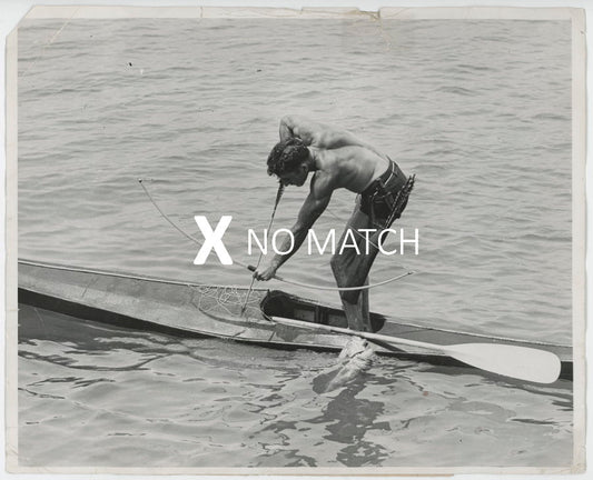 Arrow fishing - vintage 1930s photograph