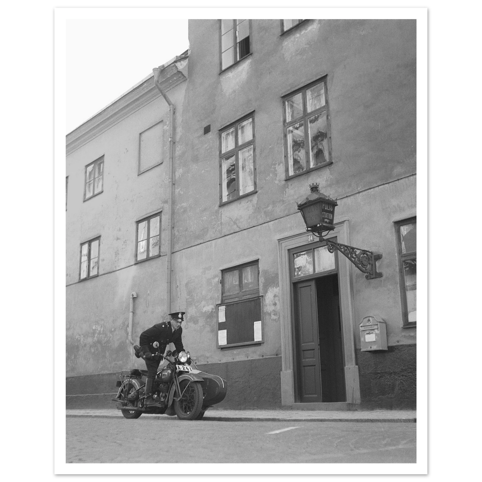 polisen motorcyklar Harley Davidson Stockholm Sverige nostalgi poster postrar