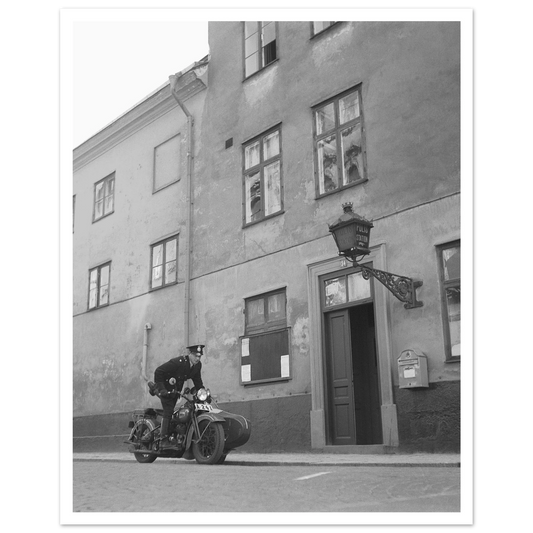 polisen motorcyklar Harley Davidson Stockholm Sverige nostalgi poster postrar
