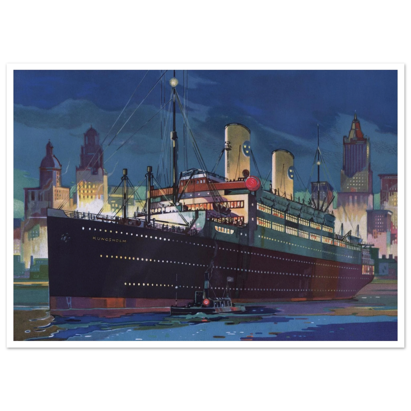 New York Poster Fartyg Kungsholm Affischer Retro Nostalgia