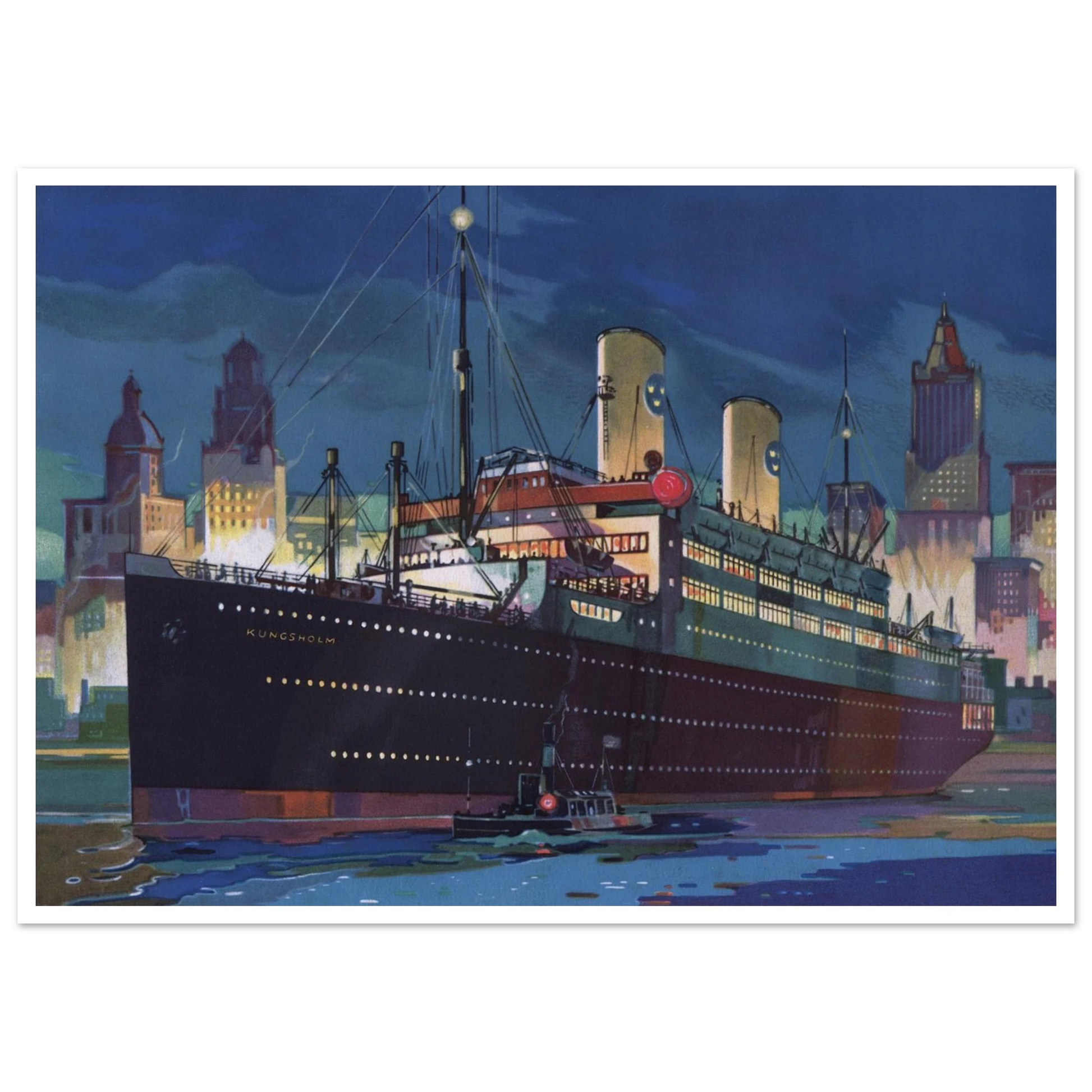 New York Poster Fartyg Kungsholm Affischer Retro Nostalgia