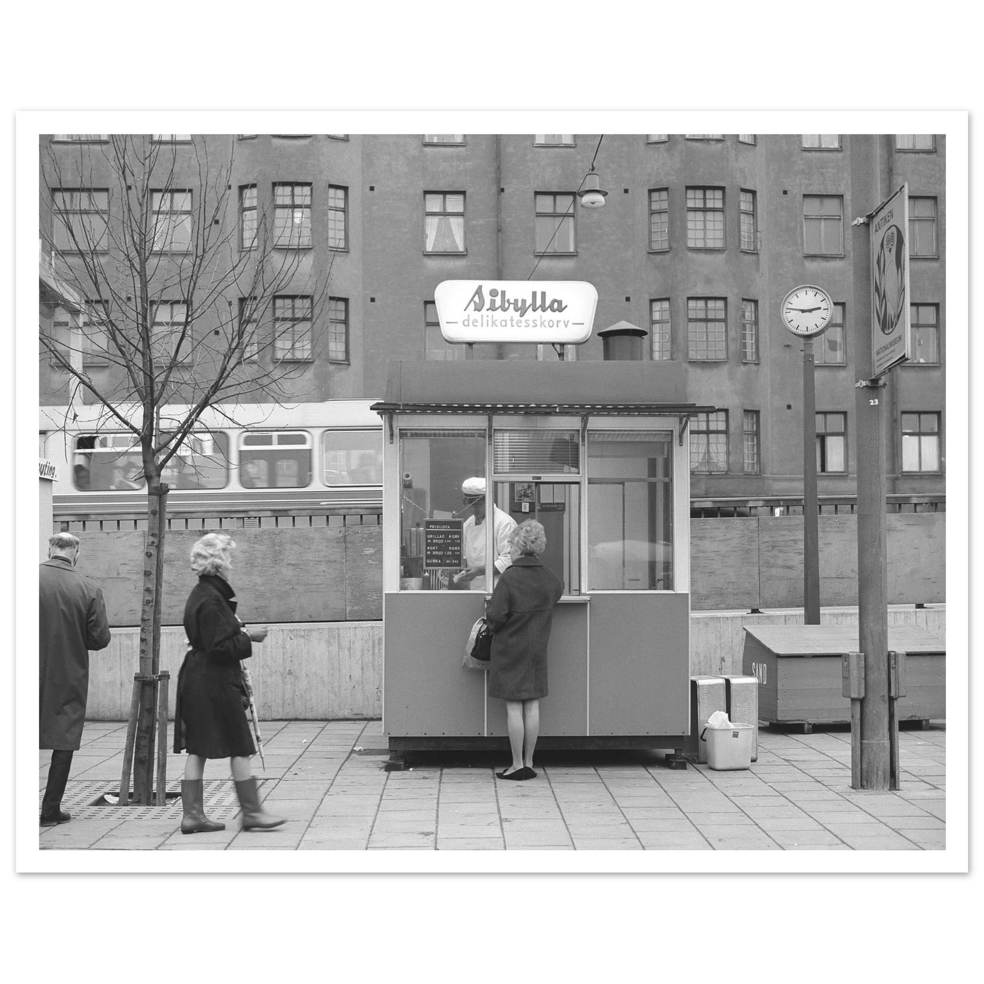 Sibylla korv varmkorv korvkiosk nostalgi vintage Stockholm postrar gamla bilder foton tavlor