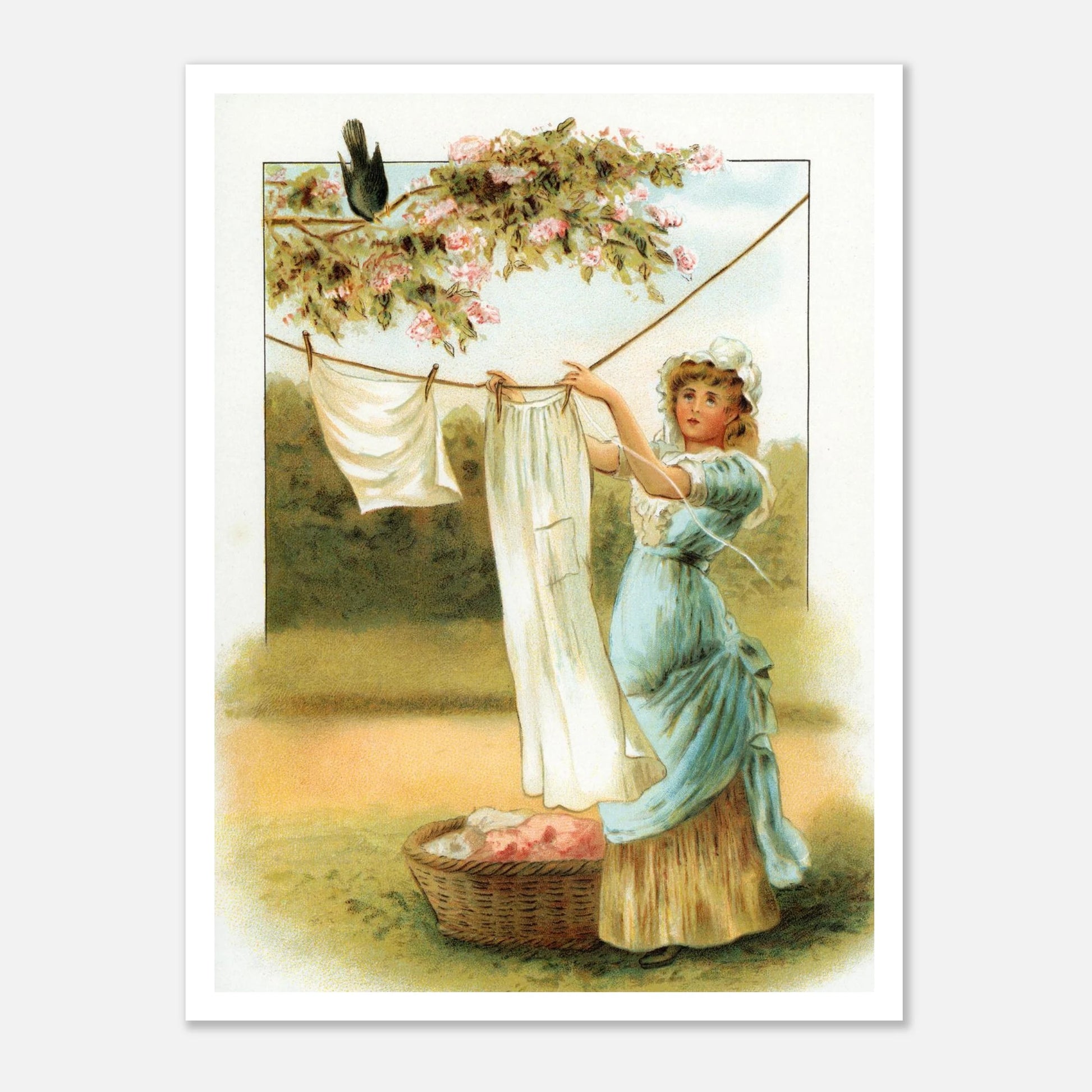 Vintage poster postrar historiska gamla bilder teckningar hänga tvätt nostalgi och retro