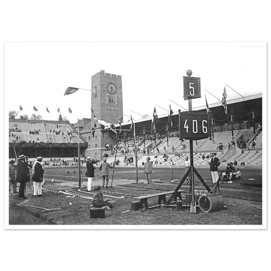 Affischer och postrar med olympiska spelen som motiv. Stockholm 1912 Stavhopp Mondo